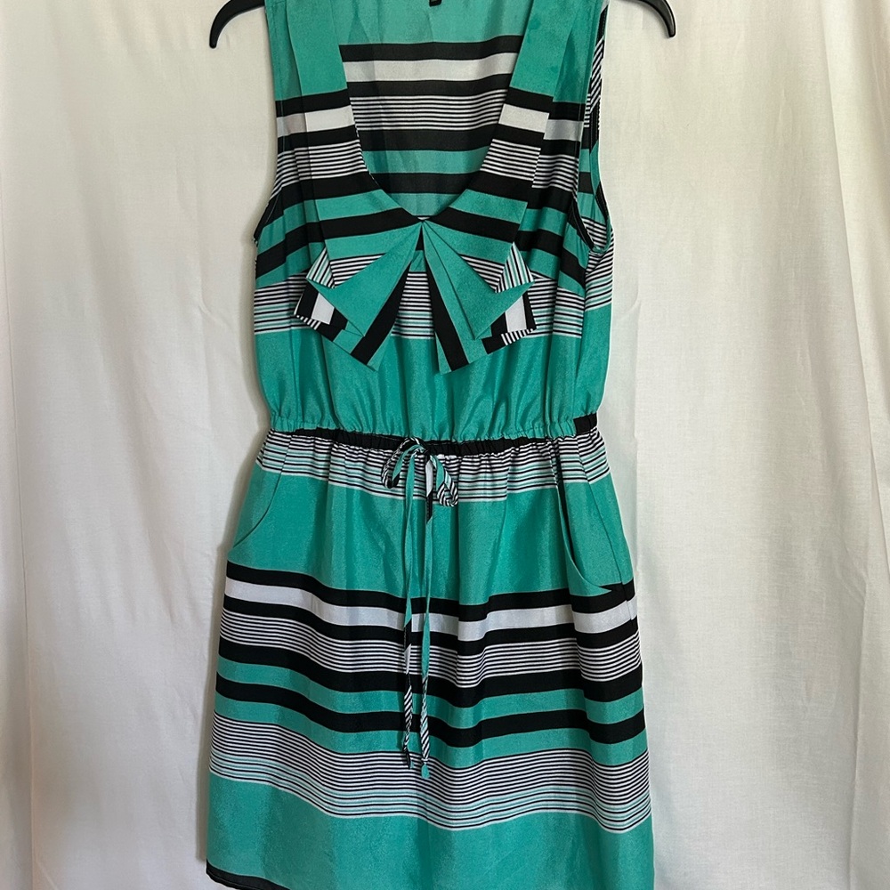 BeBop - Striped Teal Sleeveless Dress